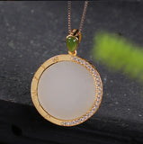 New Silver Inlaid Natural Hetian Jade Pendant Necklace
