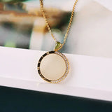New Silver Inlaid Natural Hetian Jade Pendant Necklace