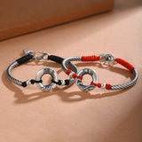 Guochao Vintage Shanmenghaishi Peace Buckle Bracelet Handwoven Hand Rope Jewelry