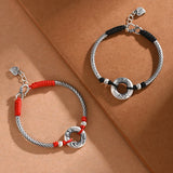 Guochao Vintage Shanmenghaishi Peace Buckle Bracelet Handwoven Hand Rope Jewelry