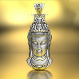 Buddha Head Avalokitesvara Pendant Necklace
