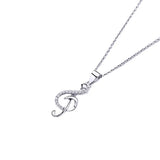 SODROV Sterling Silver Zircon Note Pendant Necklace