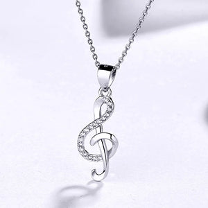 SODROV Sterling Silver Zircon Note Pendant Necklace