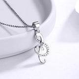 SODROV Sterling Silver Zircon Note Pendant Necklace