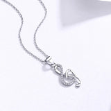 SODROV Sterling Silver Zircon Note Pendant Necklace