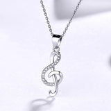 SODROV Sterling Silver Zircon Note Pendant Necklace