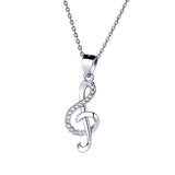 SODROV Sterling Silver Zircon Note Pendant Necklace