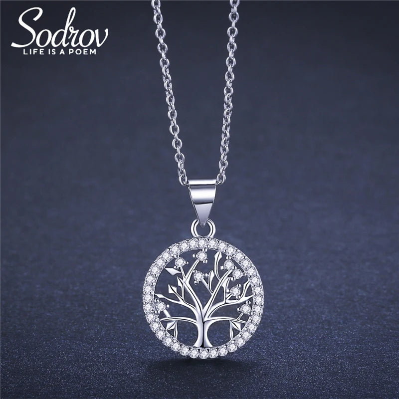 SODROV Tree of Life Necklace Platinum Plated Choker Chain