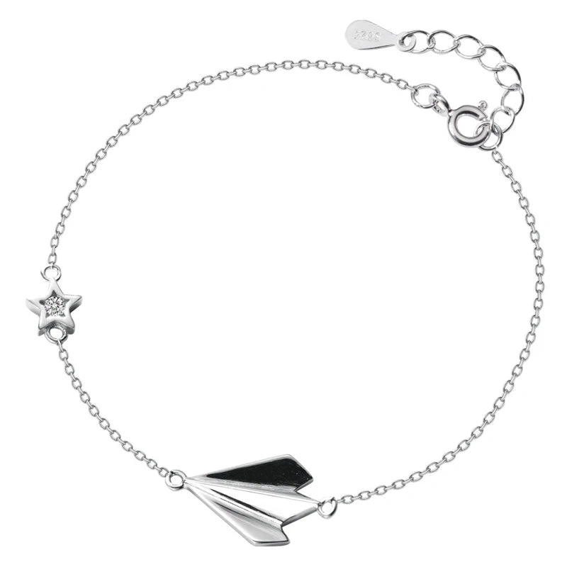 925 Silver Aircraft Bracelet Zircon Star Fine Jewelry