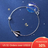 925 Silver Aircraft Bracelet Zircon Star Fine Jewelry