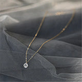 925 Silver Pendant Necklace Round Crystal Jewelry Women Romantic Gift