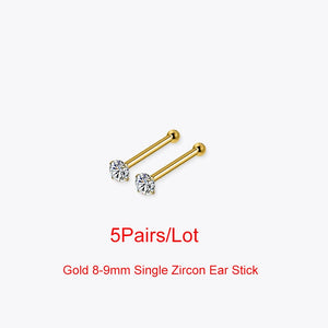 925 Sterling Silver Single Zircon Stud Earrings for Women