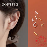 925 Sterling Silver Single Zircon Stud Earrings for Women