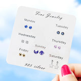 925 Silver Stud Earrings Geometric Star Round Accessories for Women