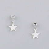 925 Silver Stud Earrings Geometric Star Round Accessories for Women