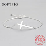 925 Silver Ethnic Cross Bracelet Minimalist Jewelry Women Party Accessory