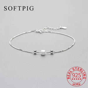 925 Silver Geometric Square BOX Chain Bracelet for Women