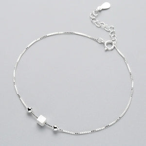 925 Silver Geometric Square BOX Chain Bracelet for Women