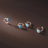 925 Silver Opal Square Stud Earrings Classic Minimalist Jewelry