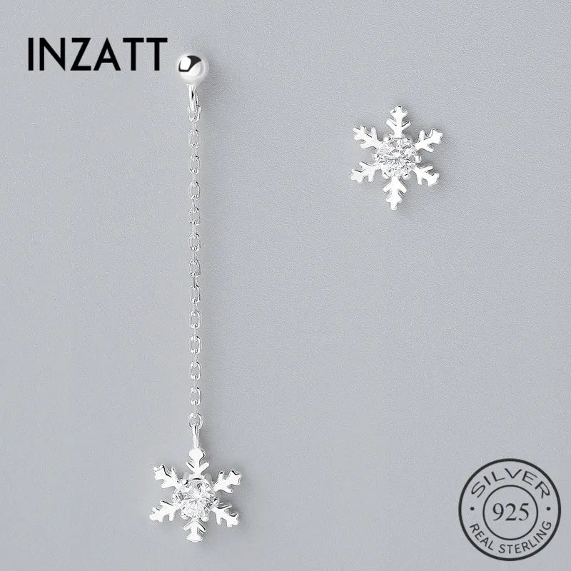 Bohemia Asymmetry Crystal Snowflake Dangle Drop Earrings