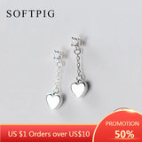 925 Silver Tassel Heart Dangle Earrings in Three Colors