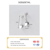 925 Silver Tassel Heart Dangle Earrings in Three Colors