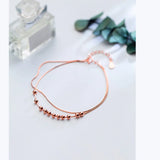 925 Silver Double Snake Chain Beads Bracelet Women Party Jewelry Gift