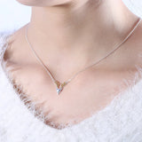 Glossy Deer Pendant Necklace 925 Sterling Silver Bijoux Jewelry Accessories