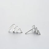 Punk Stud Earrings Wave Line 925 Sterling Silver Fine Jewelry