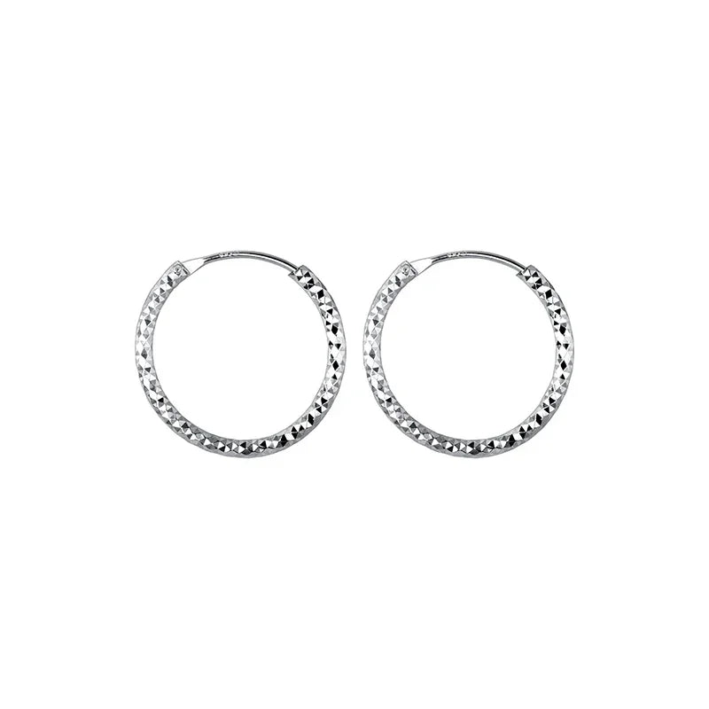 925 Silver Sparkling Circle Hoop Earrings for Women