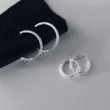 925 Silver Sparkling Circle Hoop Earrings for Women