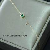 925 Silver Green Square Zircon Charm Bracelet Ins Style