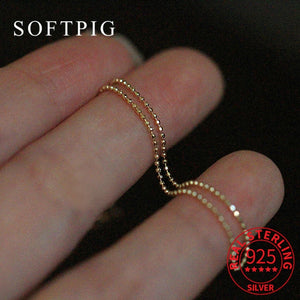 925 Silver Bead Chain Charm Bracelet 14K Plated Women's Fine Jewelry