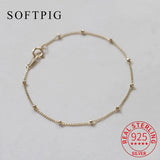 925 Silver Bead Chain Bracelet 14K Plated Charm Minimalist Jewelry