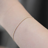 925 Silver Bead Chain Charm Bracelet 14K Plated Women's Fine Jewelry