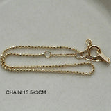 925 Silver Bead Chain Charm Bracelet 14K Plated Women's Fine Jewelry