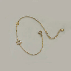 925 Silver Star Charm Bracelet 14K Plated Women Fine Jewelry