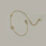 925 Silver Star Charm Bracelet 14K Plated Women Fine Jewelry