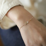925 Silver 14K Plated Rose Flower Purple Zircon Bracelet