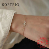 925 Silver 14K Plated Rose Flower Purple Zircon Bracelet