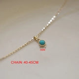 925 Silver Turquoise Pendant Choker Necklace Women's Jewelry