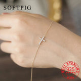 925 Sterling Silver Zircon Cross Bracelet 14K Plated Women Minimalist Jewelry