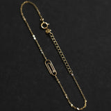 925 Silver 14K Plated Zircon Paper Clip Ins Charm Bracelet