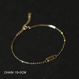 925 Silver 14K Plated Zircon Paper Clip Ins Charm Bracelet