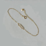 925 Silver 14K Plated Zircon Paper Clip Ins Charm Bracelet