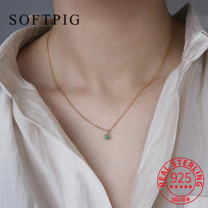 925 Silver Zircon Pendant Choker Necklace 14K Plated