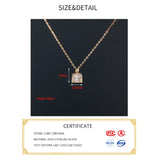 925 Silver Zircon Choker Necklace 14K Square Collarbone Chain Women