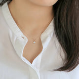 925 Silver Zircon Choker Necklace 14K Square Collarbone Chain Women