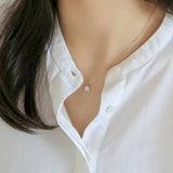 925 Silver Zircon Choker Necklace 14K Square Collarbone Chain Women