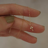 Genuine 925 Sterling Silver Zircon Key Pendant Necklace Mini Clavicle Chain